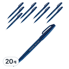 Pentel 飛龍文具 毛筆簽字筆 SES15C-CA, 藍黑色, 20個