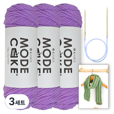 니뜨 모드케이크 뜨개실 100g x 3p + 아르토 머플러 도안 + 줄바늘 6mm 세트, 3세트, 28 바이올렛