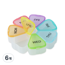 Market A彩色花朵藥盒 彩色, 6個