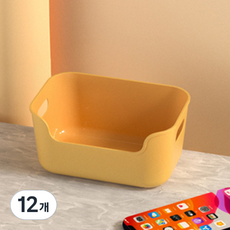 올셀 파스텔톤 다용도 수납 리빙박스, 옐로우, 12개