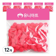 유니아트 1000 퐁퐁 12mm, 빨강, 12개