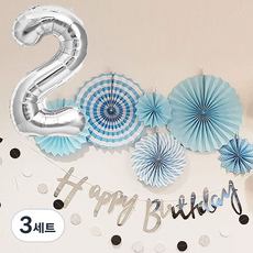 생일파티용품 생일파티세트 2, 블루, 3세트
