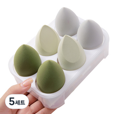 에이홉 다양한 모양의 소프트 에어쿠션퍼프 6구 + 보관함 세트, 5세트, 그린