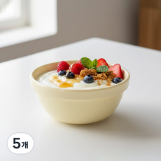 리빙메이트 국산 멜라민 브런치 식판볼, 바닐라 크림, 5개