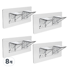 Winprice 黏貼式層板固定掛鉤 雙排加長型, 透明, 8個