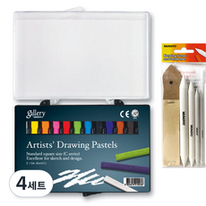 教育繪畫粉彩系列 + 4 種畫筆 + 12p 砂紙套裝, 4組, 12色（粉彩）