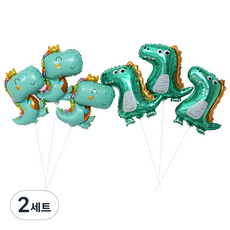 迷你小恐龍氣球 2 x 3p + 棒套裝, 2組, 微笑恐龍，有趣的恐龍
