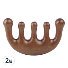 咪咪購物 五爪檀木按摩梳 經絡梳 頭皮按摩梳 木梳3件組, 2組, 檀木色