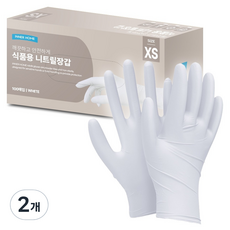 INNER HOME 丁腈手套 100入, 2個, 白色, 迷你(XS)