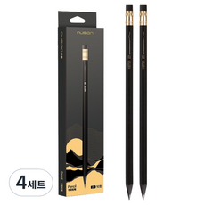 NUSIGN 高級黑色橡皮擦鉛筆 10入, 4套, 2B