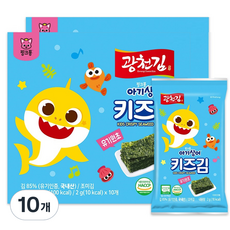 광천김 핑크퐁 아기상어 유기원초 키즈김, 김, 10개, 20g