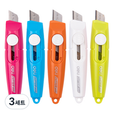 deLi 得力 迷你快遞美工刀5件組 E2020, 粉紅色, 藍色, 橘色, 白色, 萊姆色, 3套