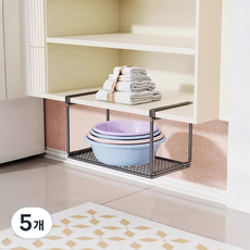Home&On 掛式廚房層架 水槽整理架 中型 32cm, 黑色, 5個