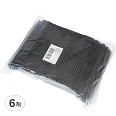 일자 검정 벌크포장 빨대 7 x 210 mm, 500개입, 6개