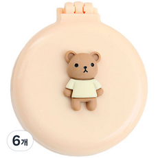 Rosae 馬卡龍小熊與兔子氣墊鏡梳, 小熊米色, 6個