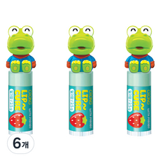 KM Pharmaceutical Pororo 幼兒用 Crong 公仔 Lip Cure 護唇膏, 6個, 2.5g, 草莓香