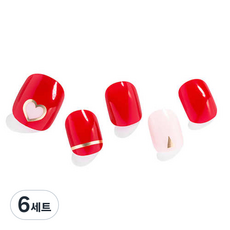 젤팡 도도한 레드하트 패디 팁 유광, 혼합색상, 6세트