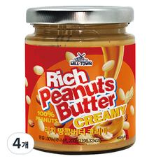 밀타운 리치 땅콩버터 크리미, 200g, 4개