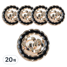 yarna 빈티지 포인트 단추 04 체인 라운드 15mm, 블랙, 20개