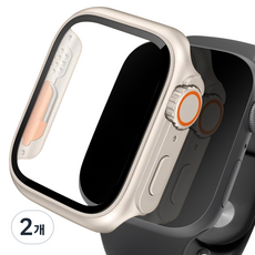아이몰 애플워치 호환 울트라st 9H 강화유리 풀커버 프레임 케이스, 스타라이트, 2개