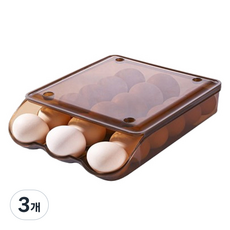 블럭마트 주방 플라스틱 계란보관함, 브라운, 3개