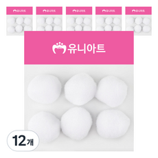 유니아트 1000 퐁퐁 40mm, 흰색, 12개