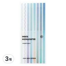 ICONIC 索引長條螢光標籤便利貼, 02 海洋, 3個, 20張