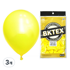 비케이라텍스 스탠다드 15cm 풍선, 옐로우, 3개