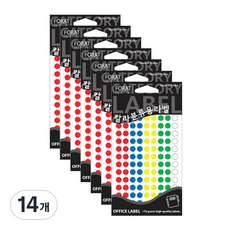 쁘띠팬시 칼라 분류용 라벨 견출지 20-305A, 14개, 혼합색상