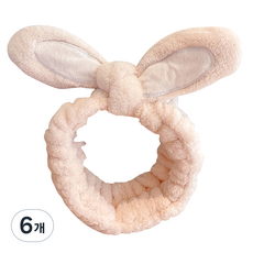 淘氣姐妹 可愛兔耳洗臉髮帶, 6個, 杏色