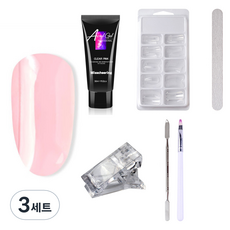 스위스녹스 셀프 네일 인조 손톱 연장 재료 베이직 폴리젤 클리어 4종 + 구성품 랜덤발송 세트 클리어핑크, 네일도구 5종, 3세트
