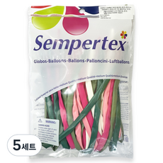 셈퍼텍스 요술풍선 260S 50p 세트, 화이트 + 핑크 + 푸치샤 + 유칼립투스 + 포레스트그린, 5세트