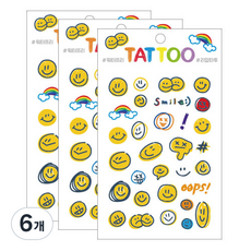 Petit 迷你紋身貼紙 TS001, 笑臉, 6個