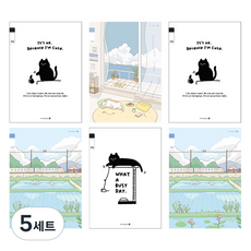 morning glory Chaeum筆記本 國小3-6年級 空白 25行 4款 + 隨機出貨 2入組 B1, 5套, 頑皮貓杯, 貓咪釣魚, 田園風光, 午睡貓