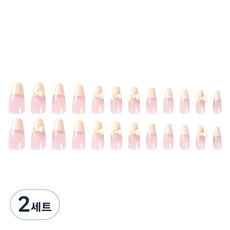 B2WIN Vin-beog 凝膠美甲貼片, 2套, 白色愛心法式