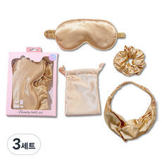 Skywiz 高級絲質睡眠眼罩組 金色, 3套