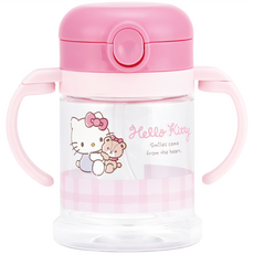 Skater 雙耳寬底吸管練習杯 KITTY, 粉色, 260ml, 1個