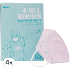 ALLBARUN 라이트 비말차단마스크 소형 KF-AD, 30개입, 4개, 핑크