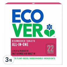 ecover 多合一洗碗機清潔劑 檸檬柑橘 22入, 440g, 3個