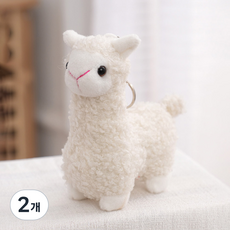 I'CLE 柔軟羊駝絨毛娃娃鑰匙圈, 白色, 12cm, 2個