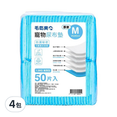 毛乾爽 寵物尿布墊 厚款 1.5公斤 M, 45 x 60cm, 50片, 4包