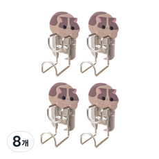 아리코 부착식 냥이 후크 걸이, 갈색냥, 8개