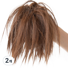 하이유니 시크테일 똥머리 밴드 헤어피스, 라이트브라운, 2개