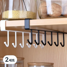 Vinty Corner 帽子廚房用品掛架 2件組, 2套, 黑色, 白色