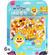 바니랜드 핑크퐁 아기상어 네모블럭, 혼합색상, 6개