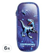 아이나라에듀 캐릭터 3D 입체 필통, 05 블루 티라노, 6개