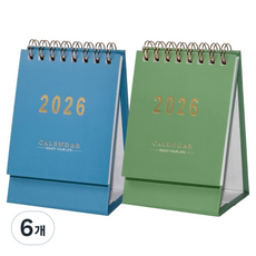 간단상점 2026 미니 달력 데스크 캘린더, 블루, 그린, 6개