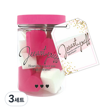 쇼비 하트 퍼프 + 케이스 세트, 핑크/화이트, 3세트