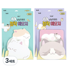 PINKFOOT 喵喵 2層自黏便條紙 40張 2款 x 2入組, 3套, 混色