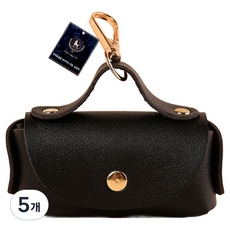 딩동펫 반려동물 프리미엄 휴대용 가죽 풉백 파우치, 블랙, 5개, 1개입